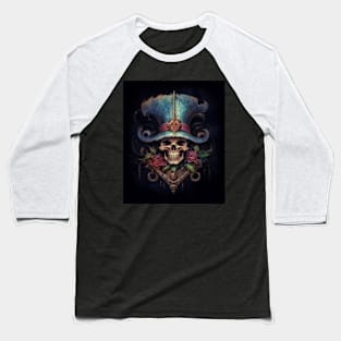 Baroque Pirate Skull: A Vintage Treasure Baseball T-Shirt